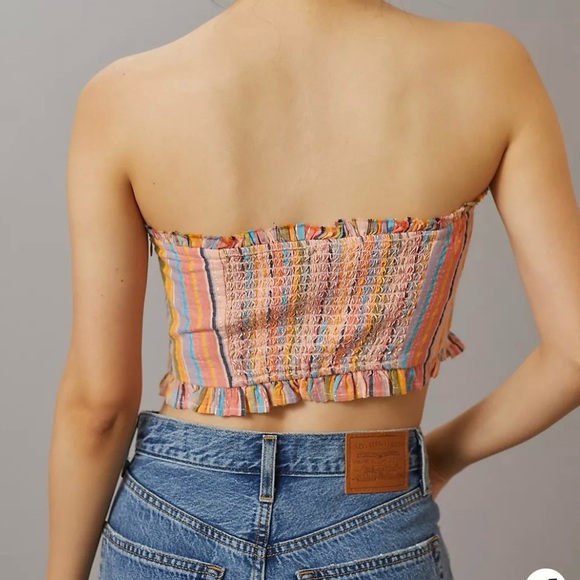 Pilcro Women’s Size M Rainbow Smocked Top Festival Going Out Strapless - Picture 2 of 11